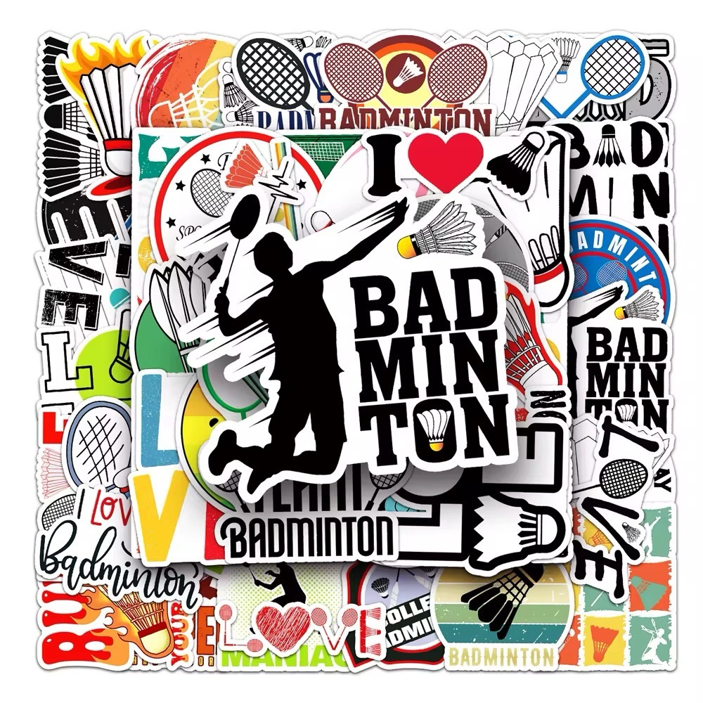 Sports Badminton Cartoon Stickers 5 Pack Decorative Sets Waterproof Sticker